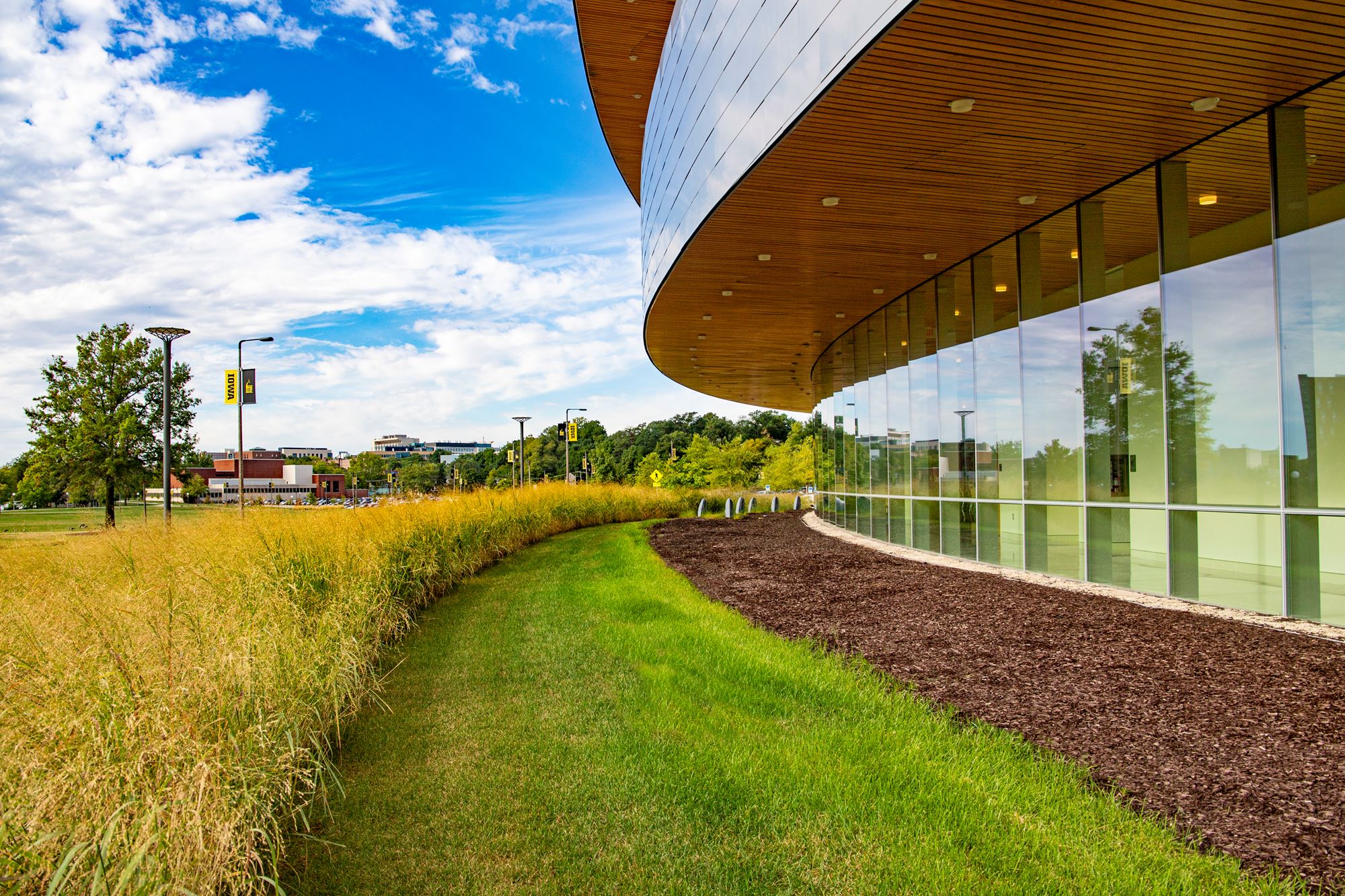 Hancher auditorium with landscaping