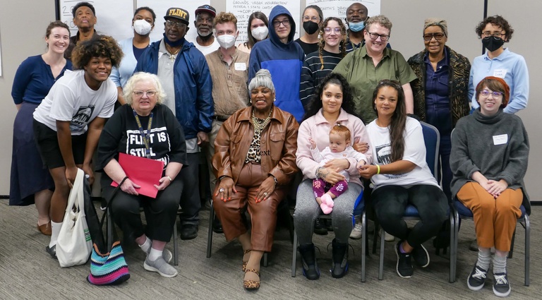 Photo of the Flint Democracy Defense League and HWW Lab Group