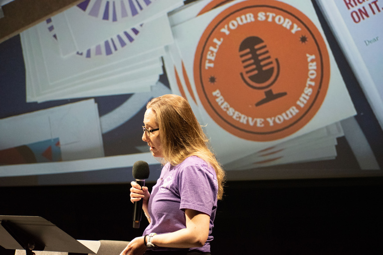 Julianna Pacheco speaking onstage