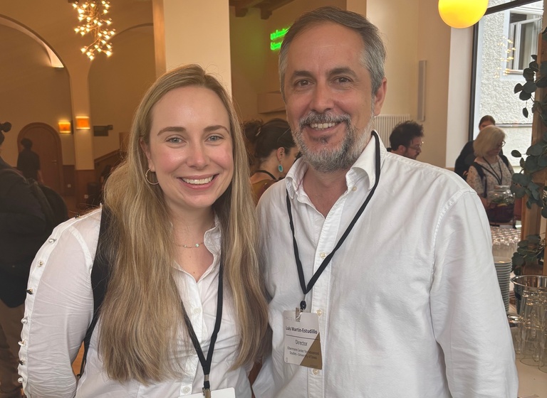 Lauren Cox and Luis Martin-Estudillo at conference