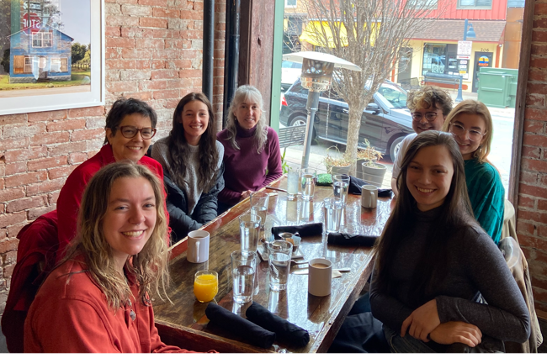 Student leaders at restaurant