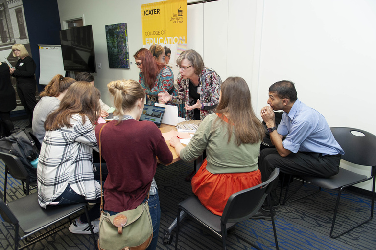 people discussing at table