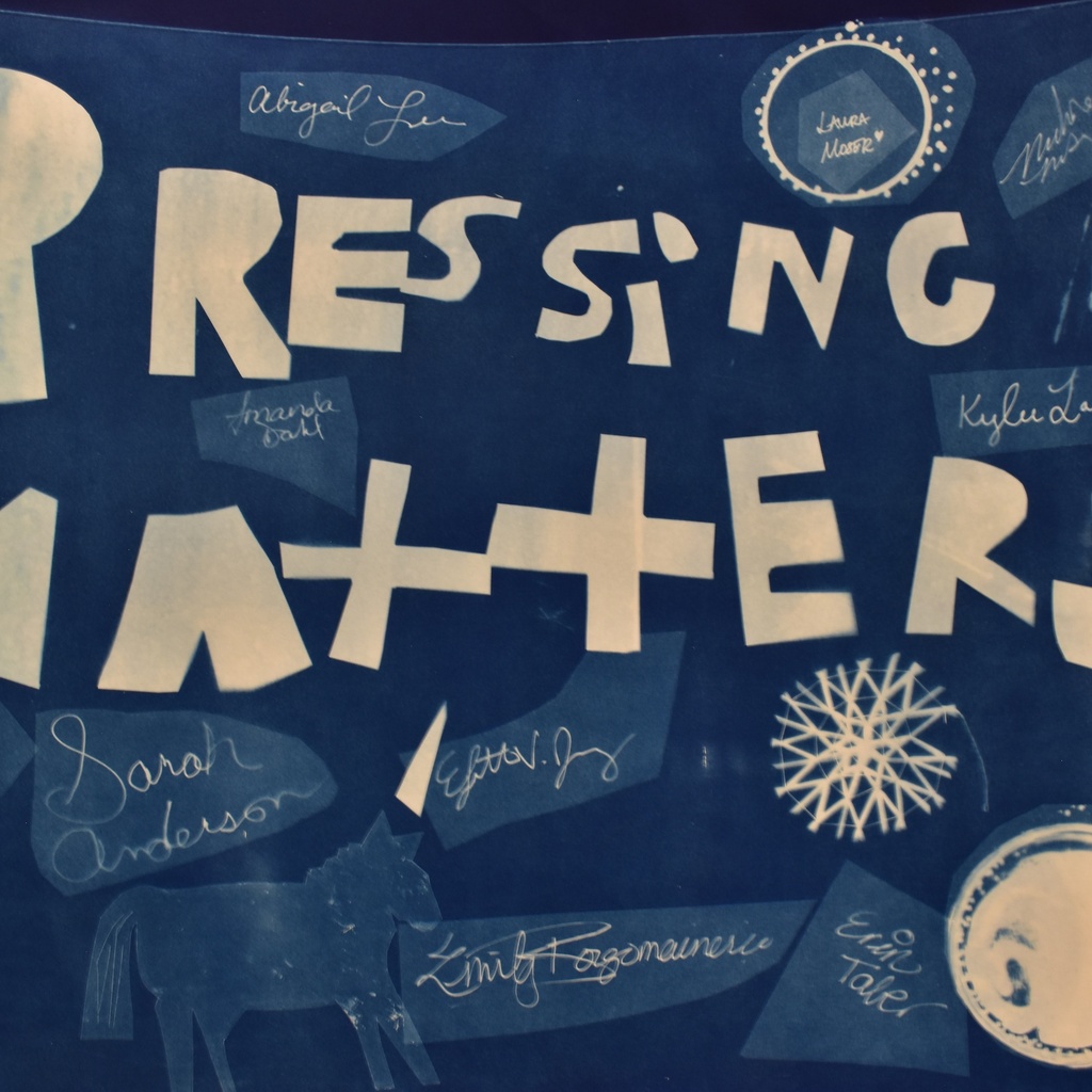 Pressing Matters exhibition sign