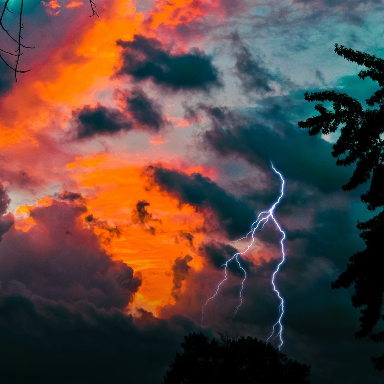 Lightning during gorgeous sunset