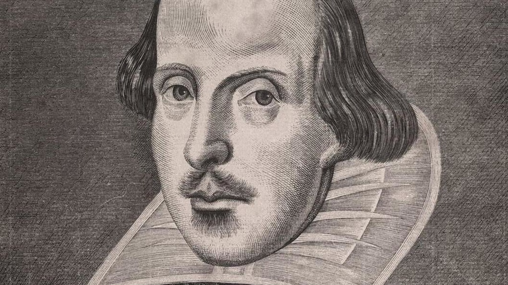 Old illustration of Shakespeare, from the First Folio