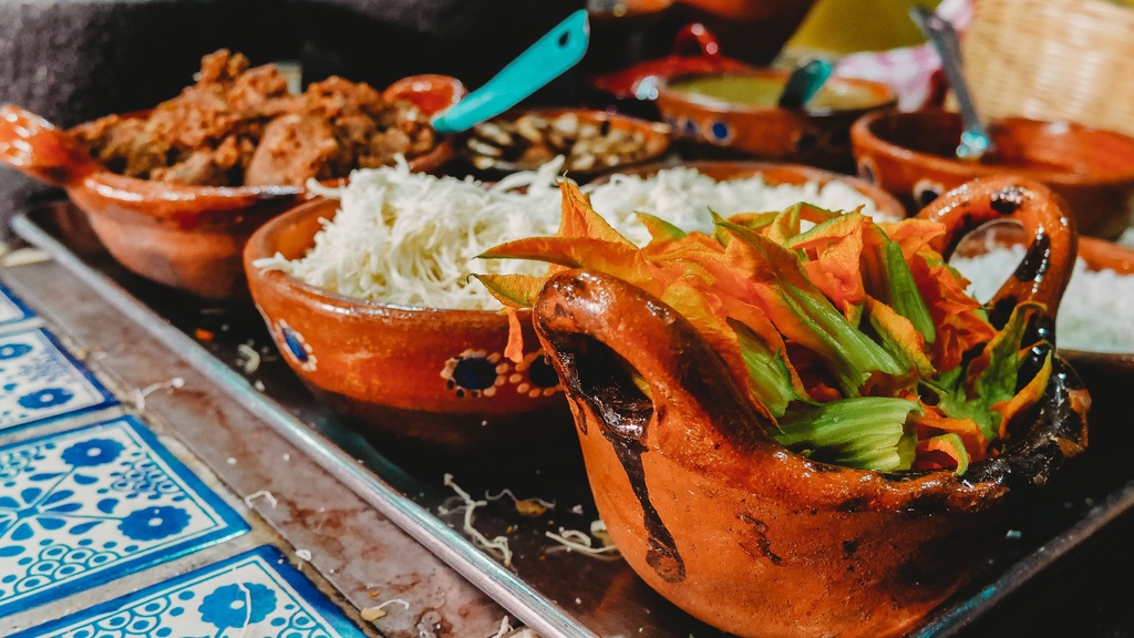traditional Mexican foods in bright cookware