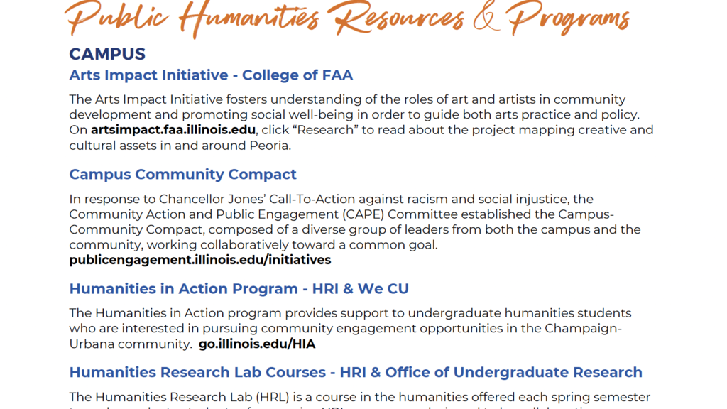Screenshot of Public Humanities Resource Guide