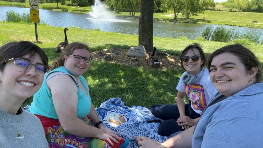 Writers outdoors at retreat