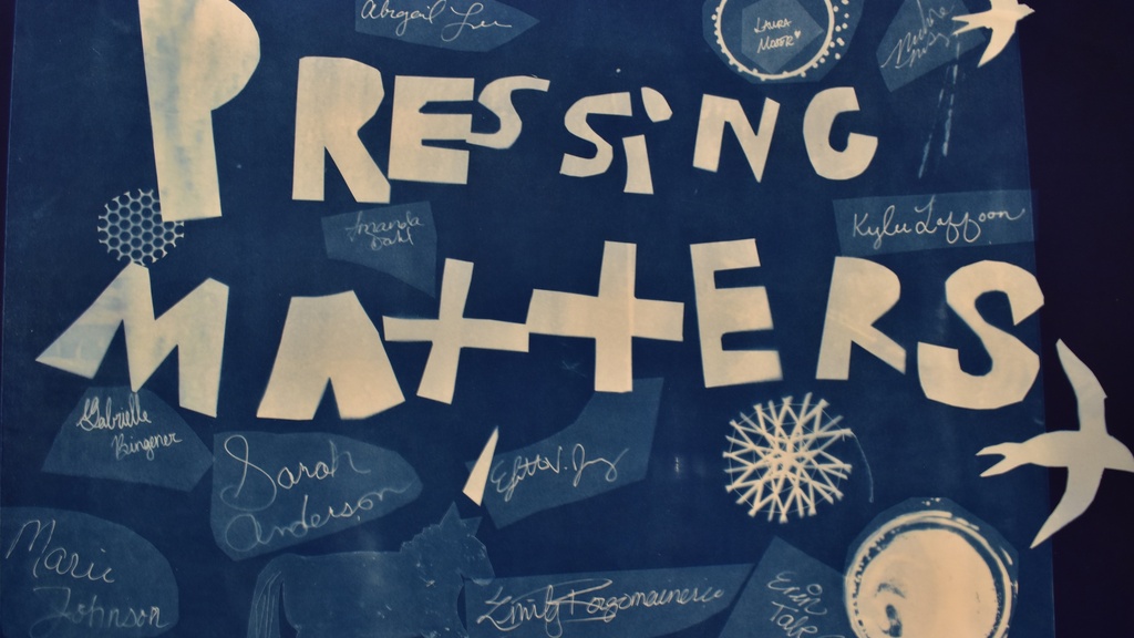 Pressing Matters exhibition sign